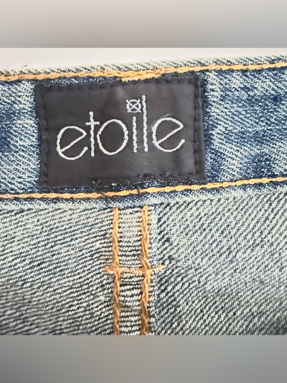 Etoile Rare One Of A Kind Straight Leg Mid Rise Embellished Jeans With Patches - Picture 9 of 10
